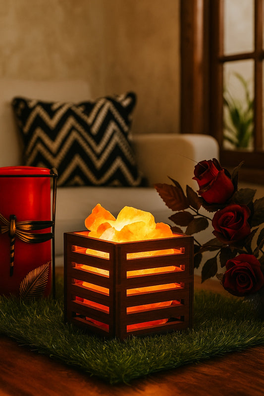 Wooden Basket Salt Lamp - 5 Ply