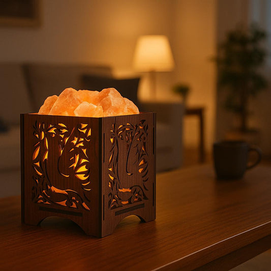 Wooden Basket Salt Lamp - Bird