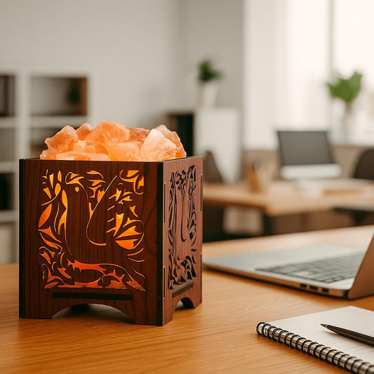 Wooden Basket Salt Lamp - Bird