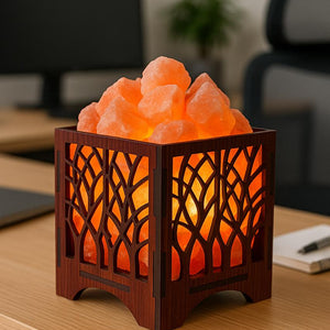 Wooden Basket Salt Lamp - Forest