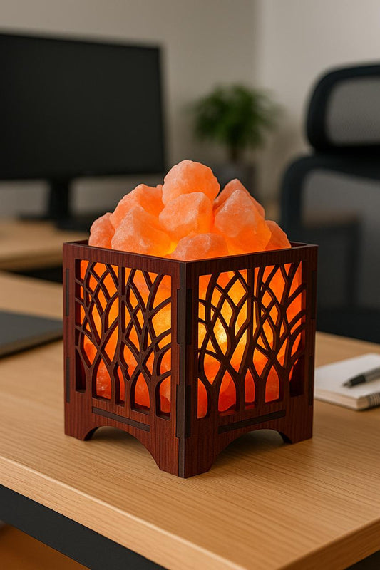 Wooden Basket Salt Lamp - Forest