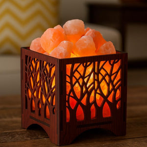 Wooden Basket Salt Lamp - Forest