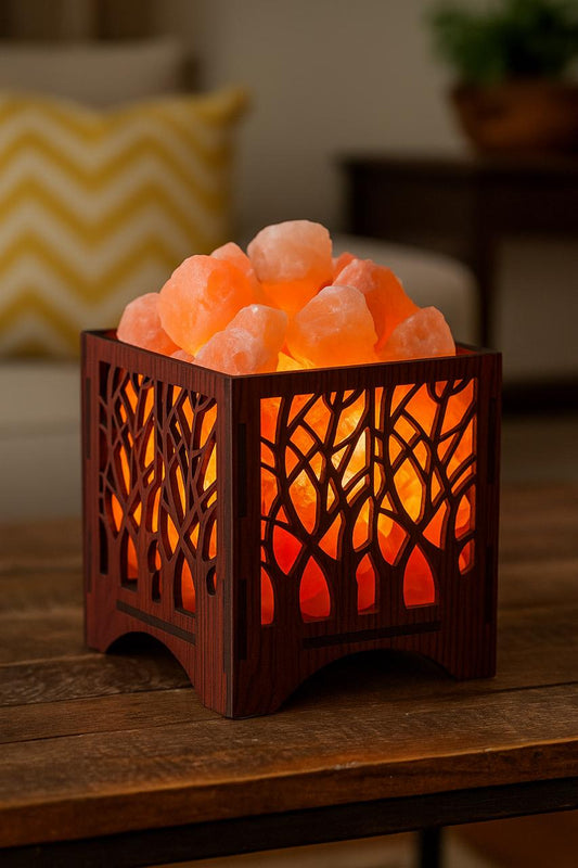 Wooden Basket Salt Lamp - Forest