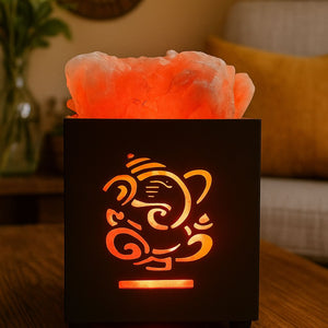 Metal Basket Salt Lamp - Ganesh
