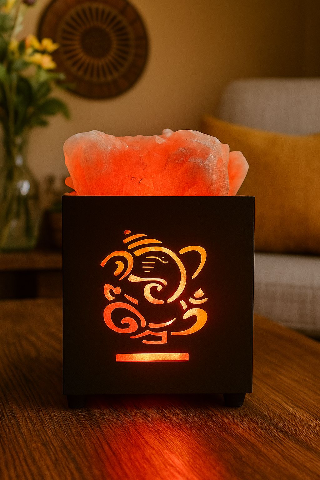 Metal Basket Salt Lamp - Ganesh