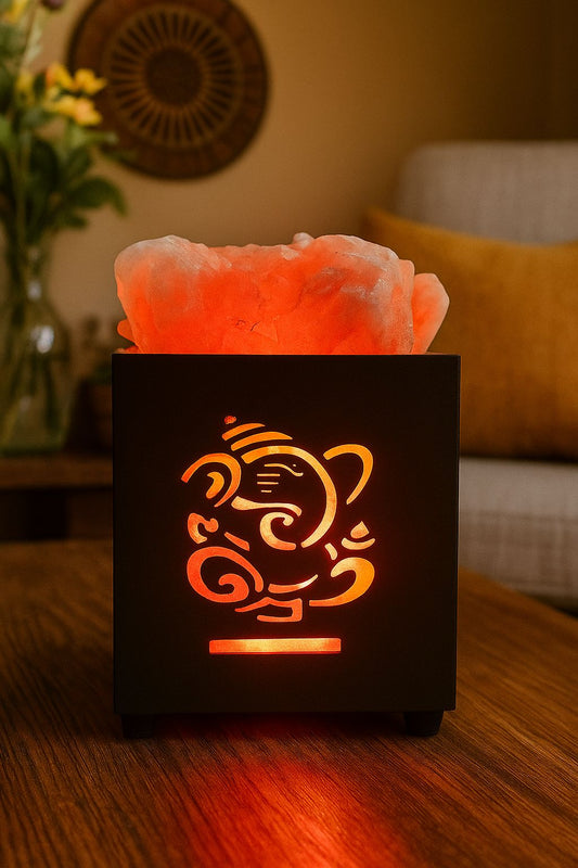 Metal Basket Salt Lamp - Ganesh