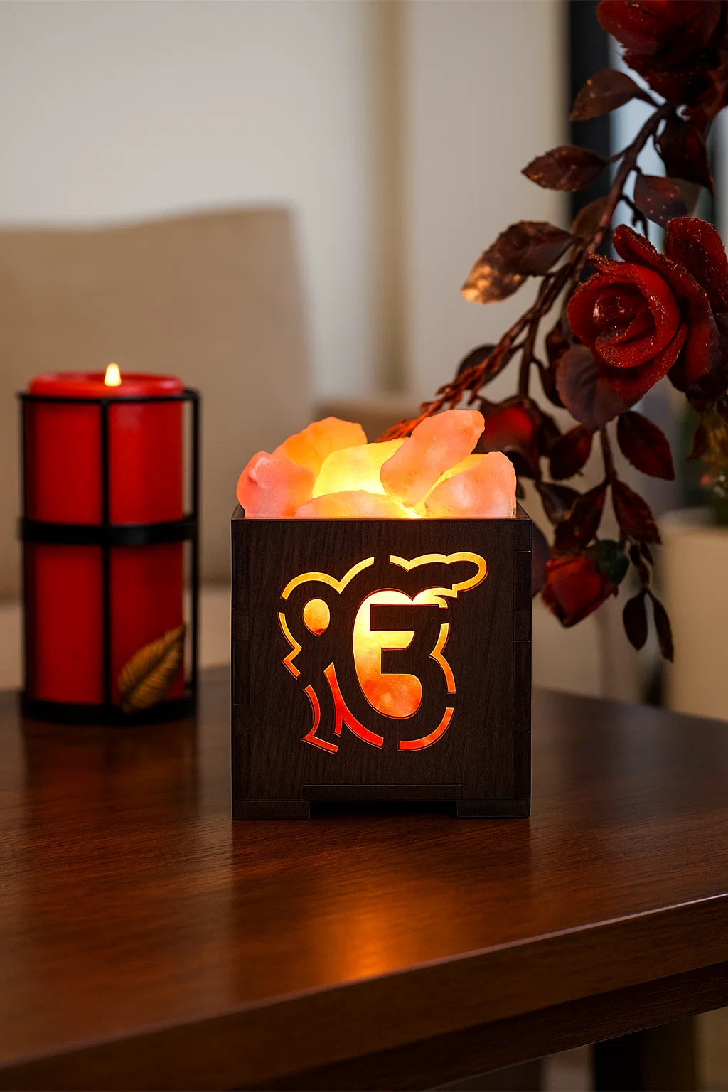 Wooden Basket Salt Lamp - Ik Omkar
