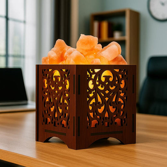 Wooden Basket Salt Lamp - Jali