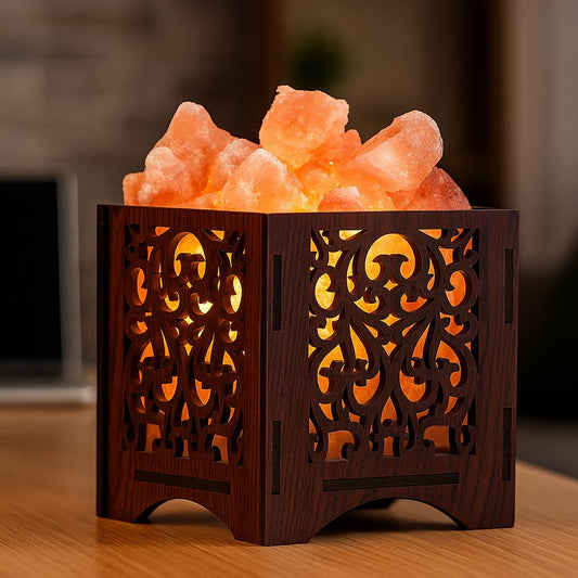 Wooden Basket Salt Lamp - Jali
