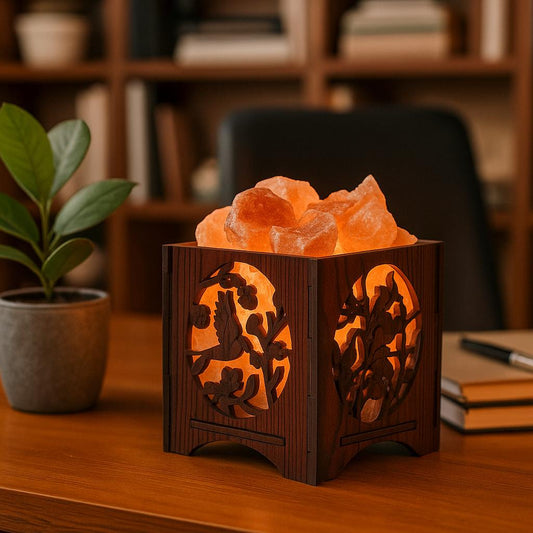 Wooden Basket Salt Lamp - New Bird