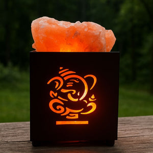 Metal Basket Salt Lamp - Ganesh