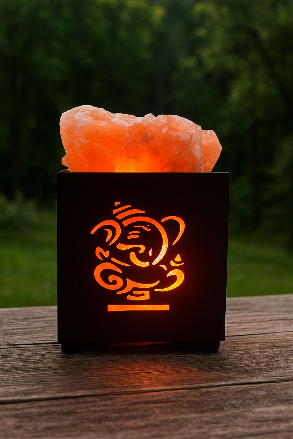 Metal Basket Salt Lamp - Ganesh