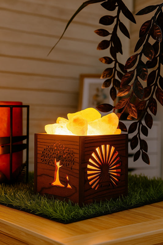 Metal Basket Salt Lamp - Buddha Tree