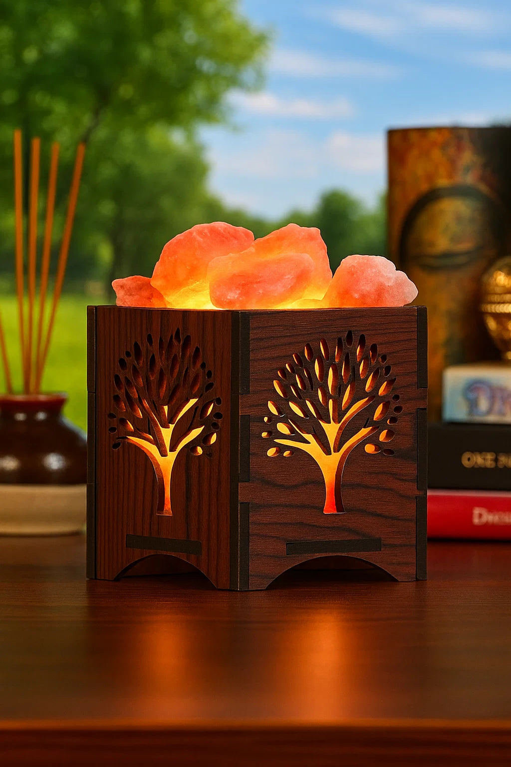 Wooden Basket Salt Lamp - Wish Tree